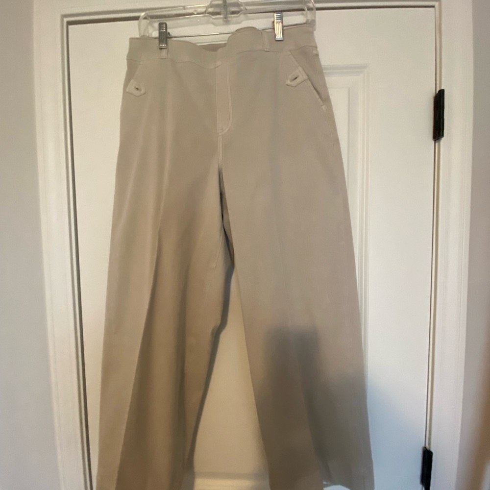 SPANX Stretch Twill Cropped Wide Leg Pant - Bone - XL
